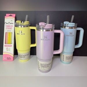 Stanley 30oz Set of 3 - Blueberry Milk + Aster + Lemonade & Glitter Straws BNWT
